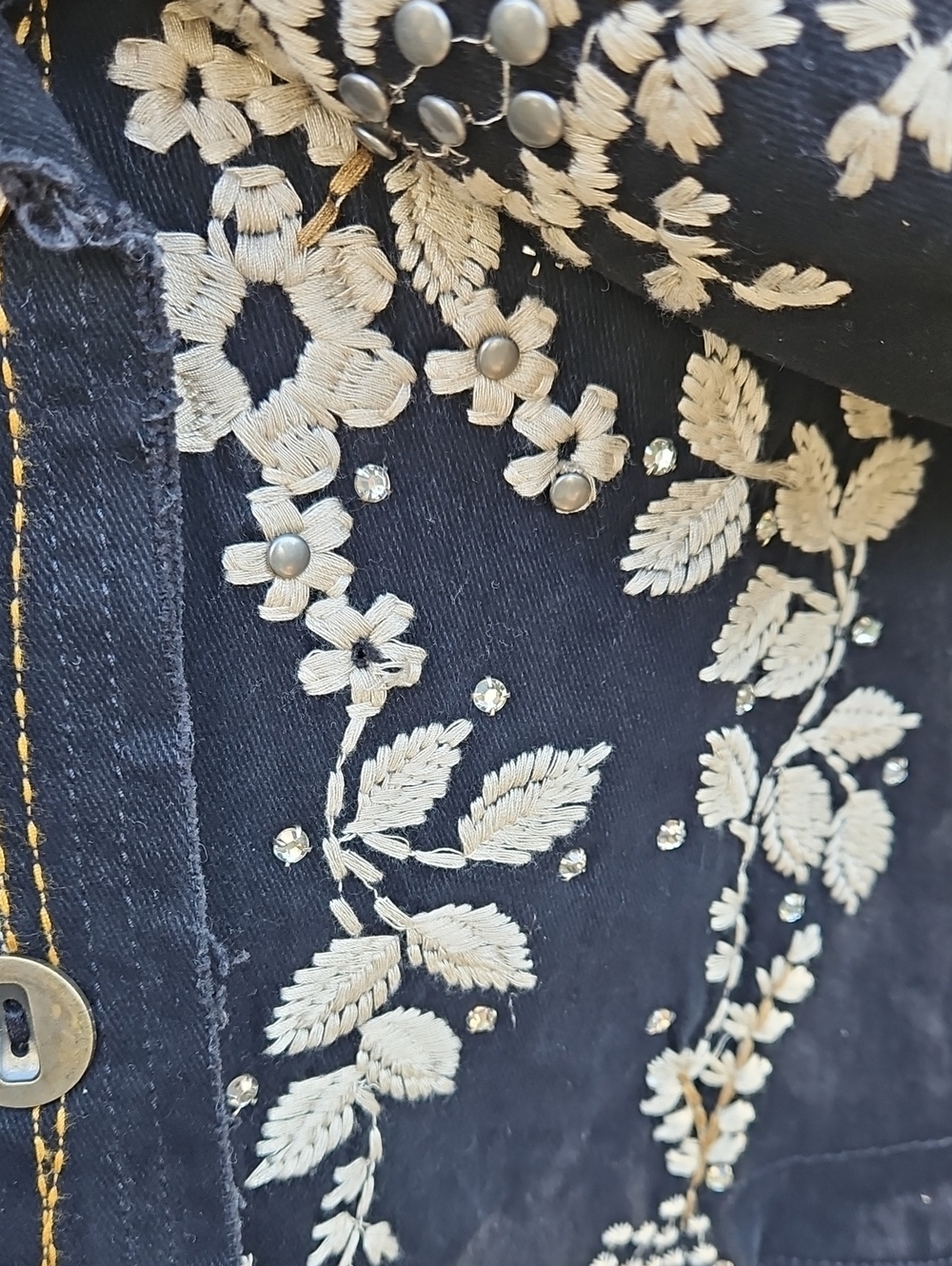 Black Embroidered Cotton Floral Blazer Jacket 0025 - Picture 4 of 16